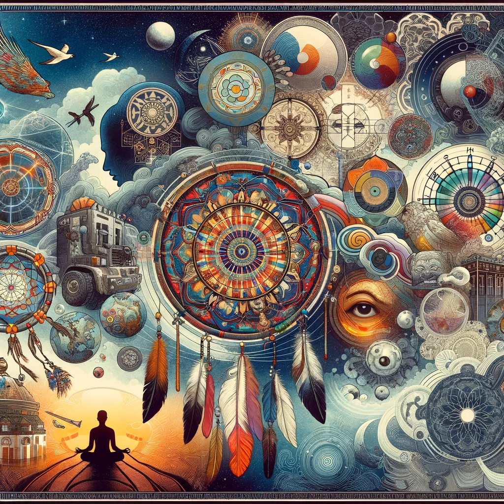 ·E 2023 11 18 09.50.27   An artistic representation of cultural perspectives on lucid dreaming. The image features a collage of different cultural symbols and dream imagery fr.png