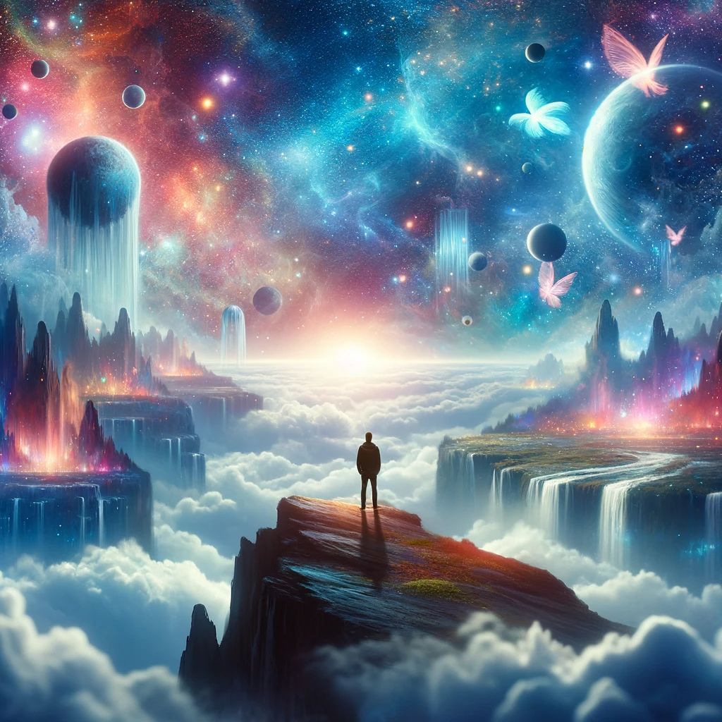 ·E 2023 11 18 10.55.10   A person standing at the edge of a cliff in a dream, overlooking a vast, beautiful dreamscape with floating islands, ethereal waterfalls, and a vibran.png