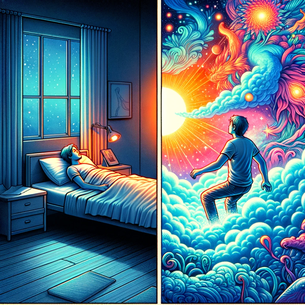 ·E 2023 11 19 03.39.16   A captivating illustration showing the WILD (Wake Induced Lucid Dreams) technique in action. The image depicts a person transitioning from a state of .png