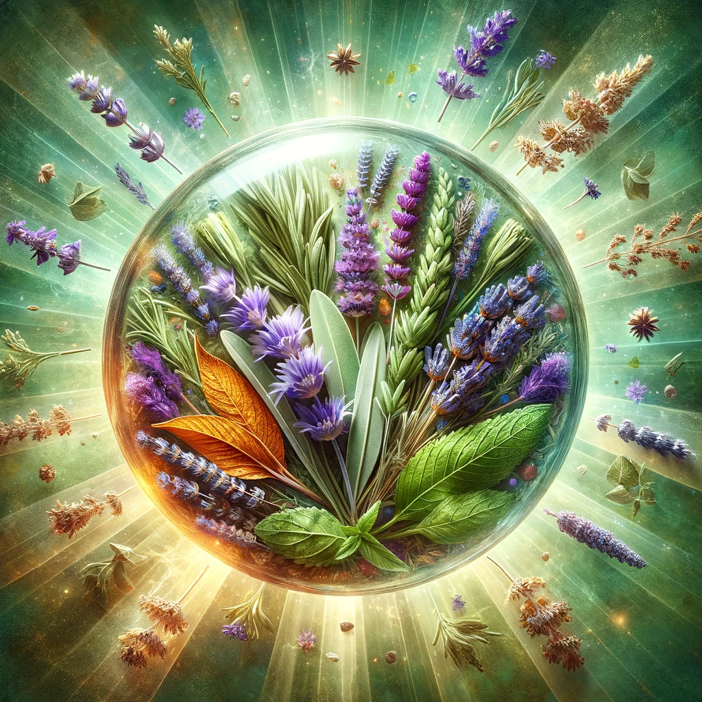 ·E 2023 11 19 11.31.37   A vibrant and enchanting image of various herbs encapsulated in a transparent amulet, radiating a natural and healing energy. The amulet contains a mi.png