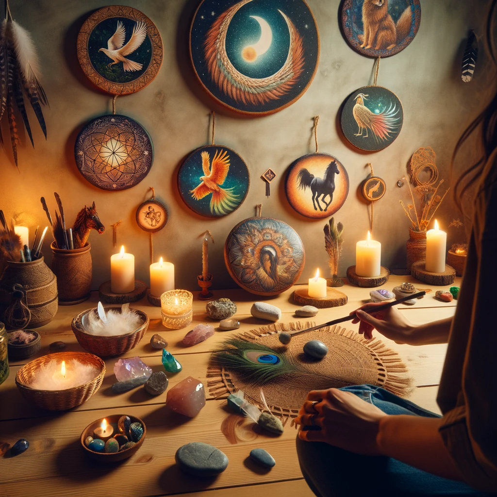 ·E 2023 11 21 13.18.25   A tranquil scene of a person practicing a personalized ritual to connect with animal spirits, in a room adorned with symbols of various animals. The r.png