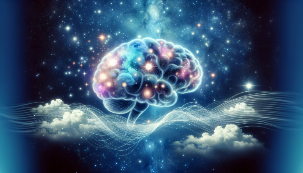 An-image-for-a-blog-article-about-the-neuroscience-of-lucid-dreaming.-The-image-should-depict-a-human-brain-composed-of-dream-like-elements