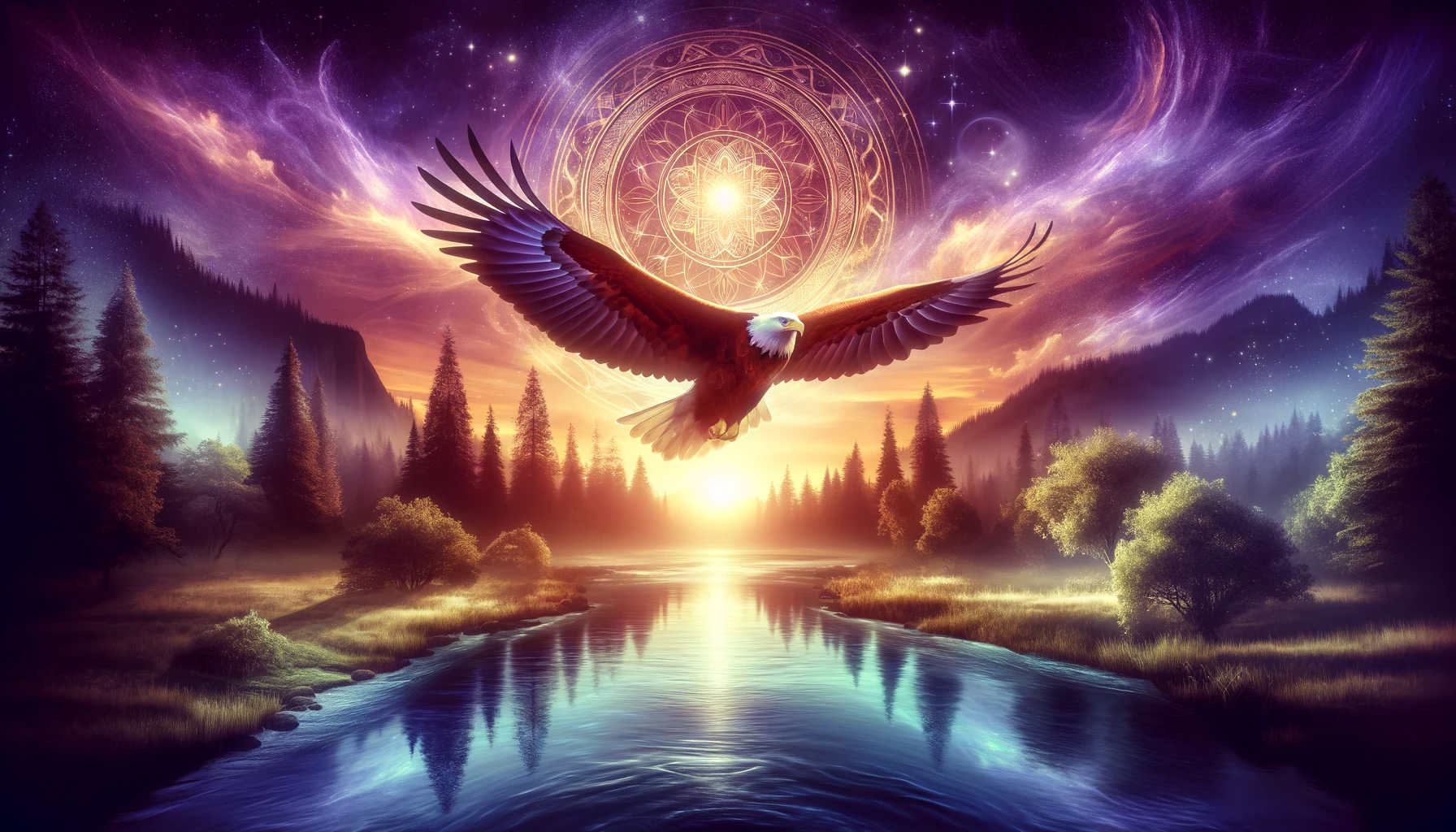 ·E 2023 11 25 14.13.19   A mystical and serene landscape with a large, majestic eagle soaring high in the sky, symbolizing freedom and vision. The background features a breath.png