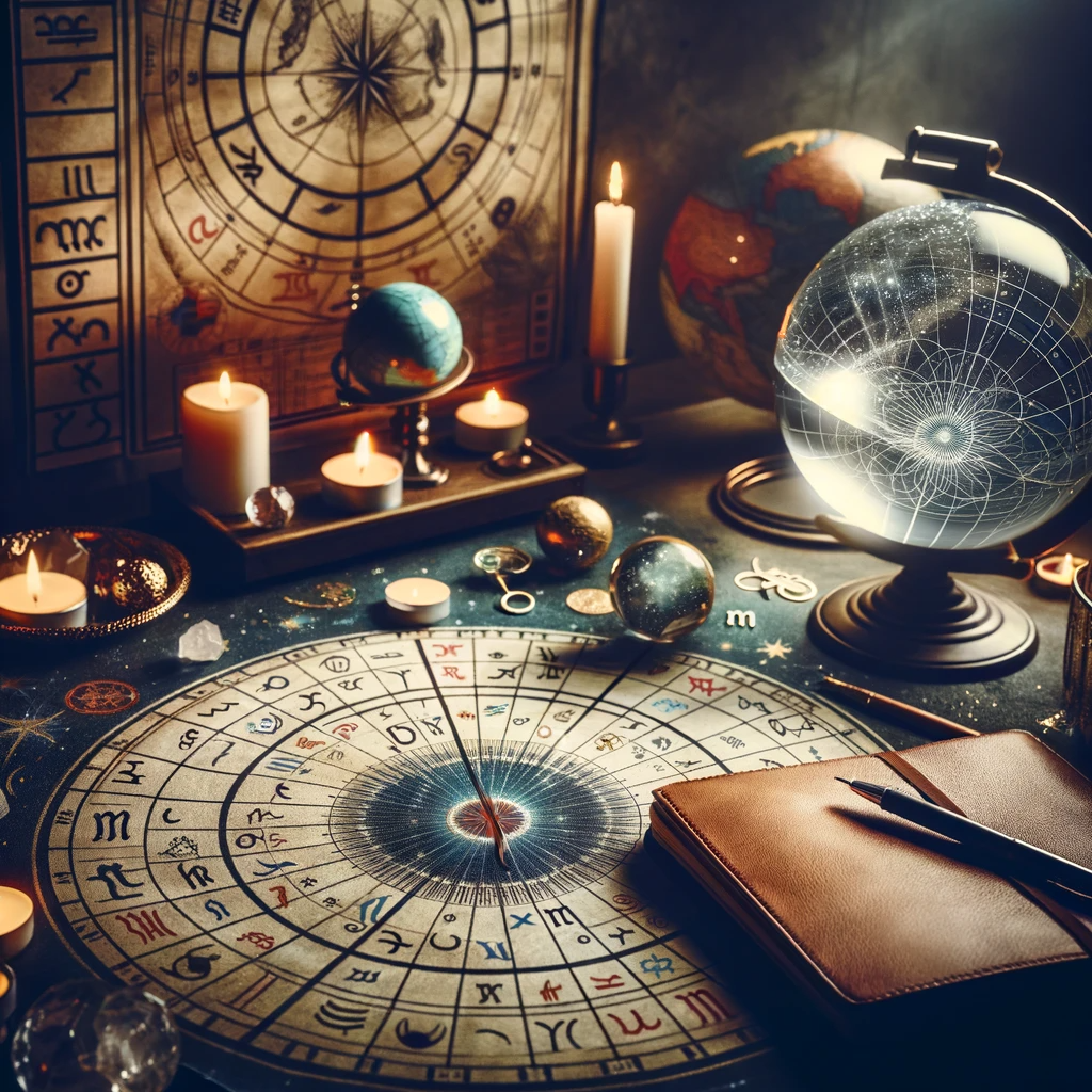 ·E 2023 11 25 15.19.11   A visually appealing image of an astrologer's table with various astrological tools like a star map, a crystal ball, and zodiac symbols. The setting s.png