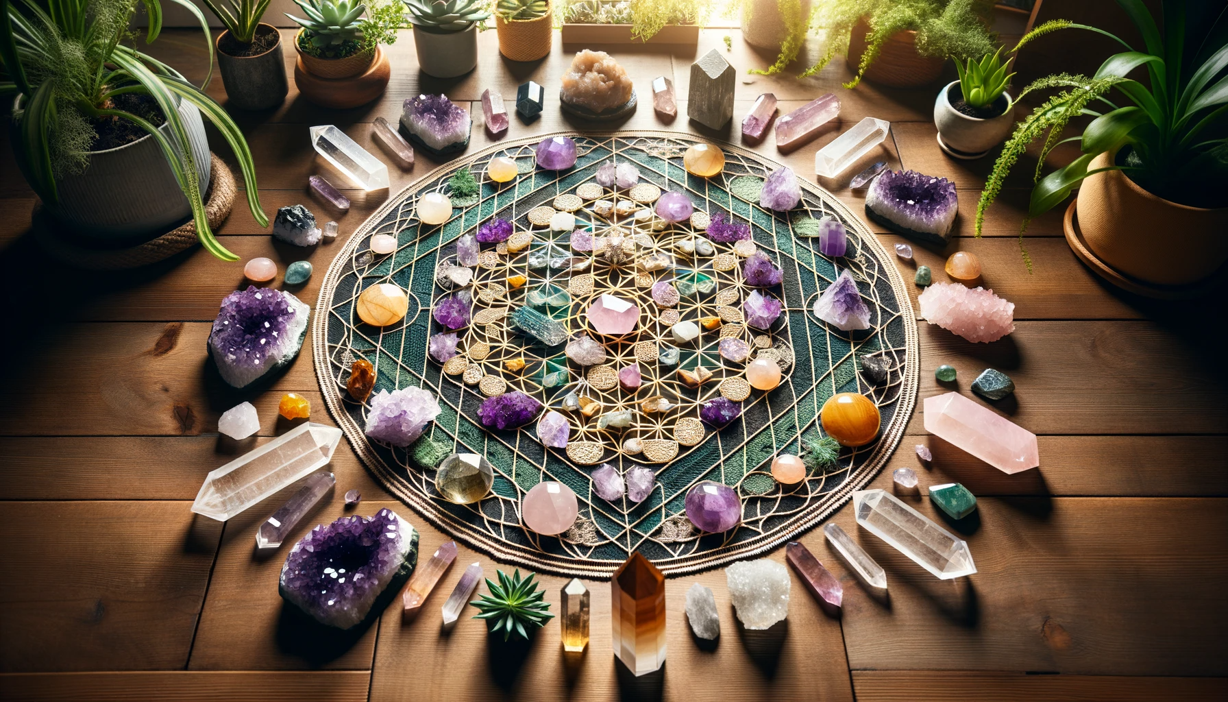 ·E 2023 11 30 05.30.06   A mesmerizing image of a crystal grid layout, featuring an array of crystals including Amethyst, Citrine, and Rose Quartz, arranged in a sacred geomet.png