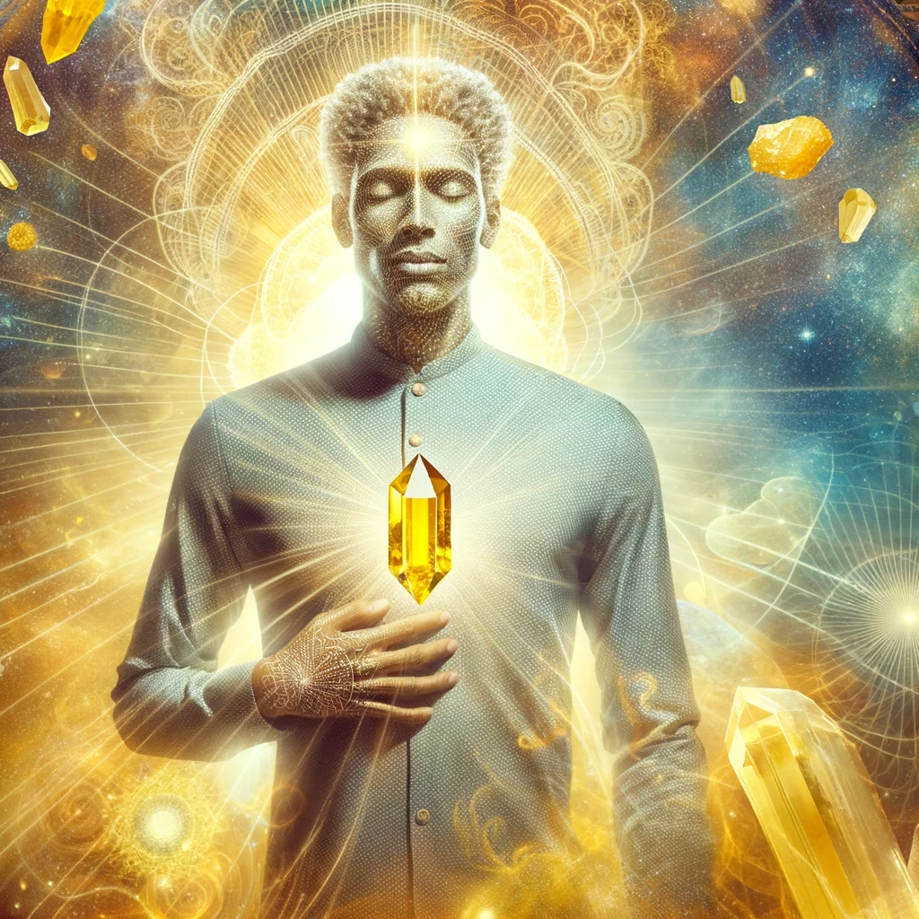·E 2023 12 03 15.08.07   An image depicting the Solar Plexus Chakra being balanced with crystals. The image should show a person in a confident pose, with a yellow crystal suc.png