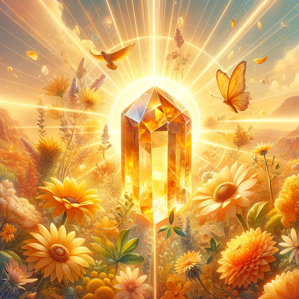 ·E 2023 12 04 11.34.42   An image of Citrine, radiating positive energy, ideally portrayed in a bright and uplifting environment. The Citrine crystal should be in the center, .png
