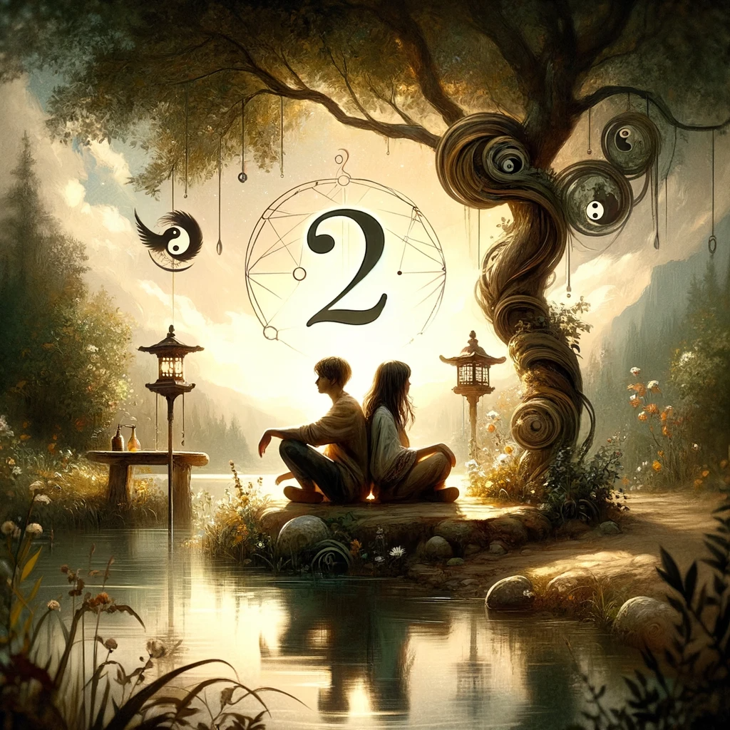 ·E 2023 12 13 06.19.14   An image capturing the essence of Life Path Number 2 in numerology, focused on harmony and relationships. The scene should feature two individuals in .png