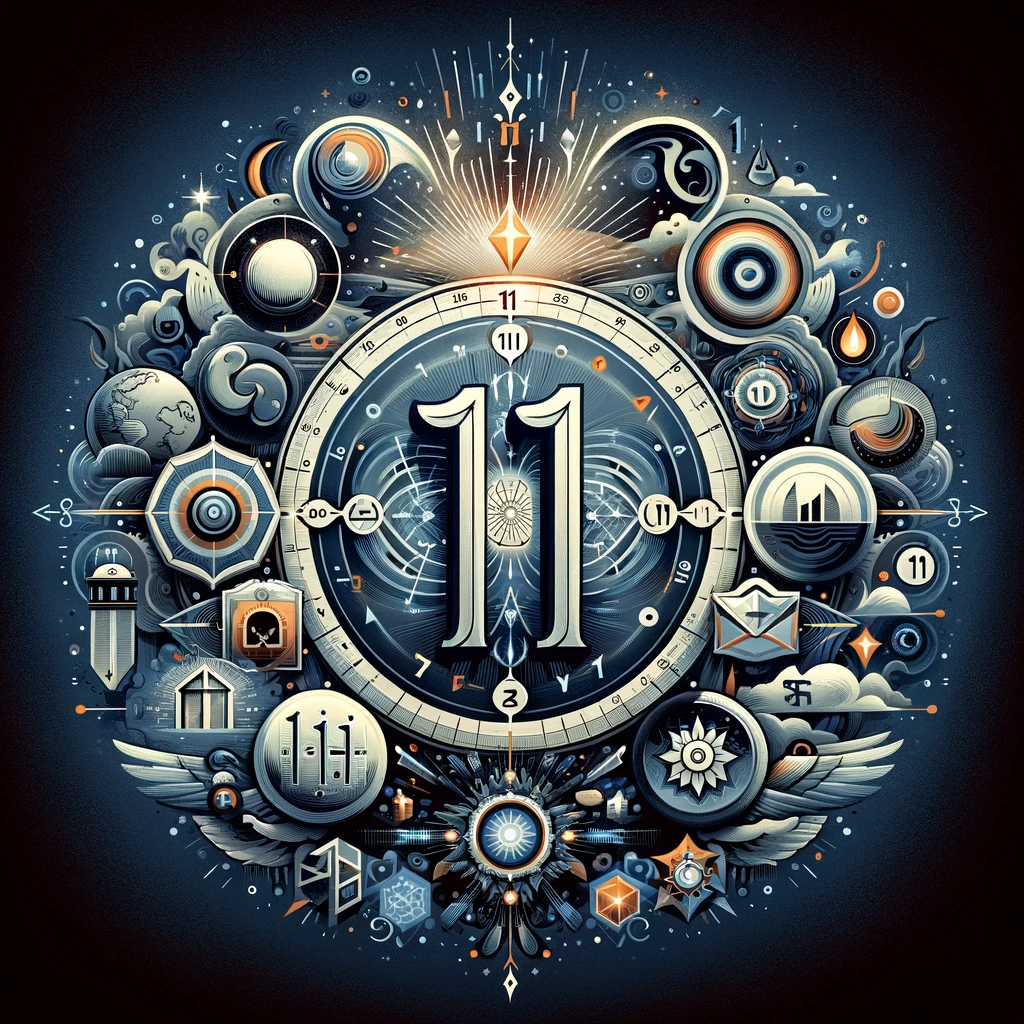 ·E 2023 12 30 22.42.35   An image for an article about 'The Power of Master Numbers', focusing on the number 11. The image should feature the number 11 surrounded by symbols a.png