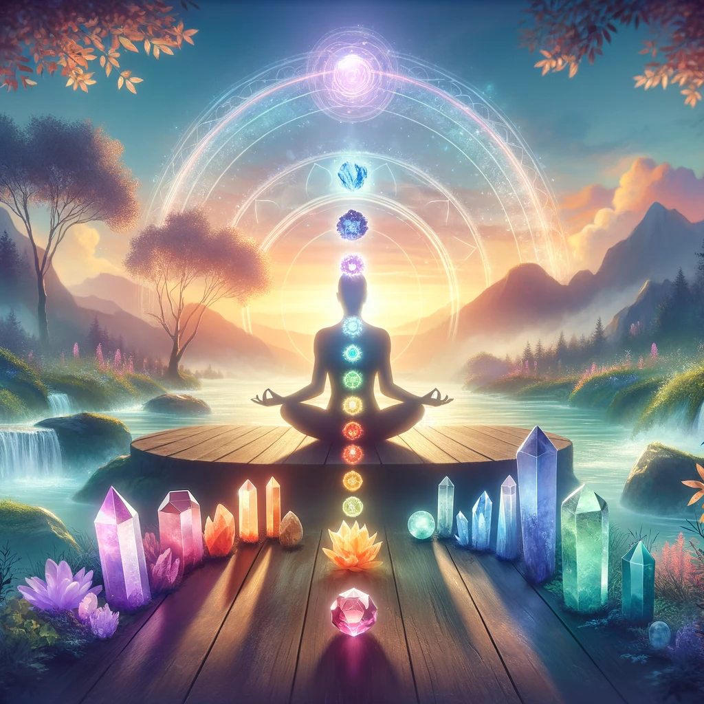 ·E 2023 12 03 15.08.02   A serene and mystical featured blog image representing the theme of balancing chakras with crystals. The image should depict a peaceful, spiritual set.png