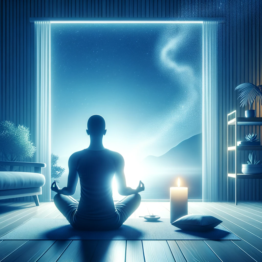 ·E 2023 12 13 05.48.40   An image depicting breath focused meditation, showing a person in a relaxed seated position, deeply engrossed in their breathing. The setting should b.png