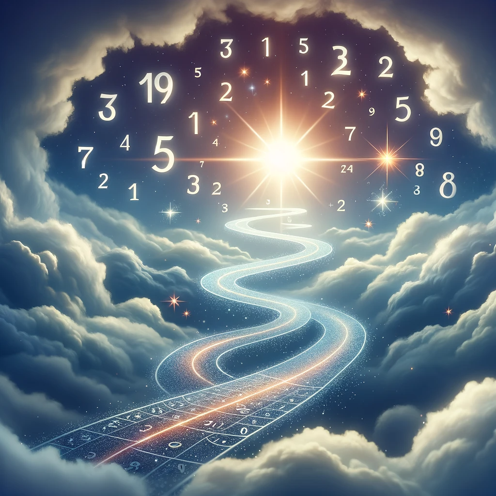 ·E 2023 12 30 22.21.30   An image for a numerology article illustrating the concept of life path numbers. This image should feature a winding path with numbers floating above .png