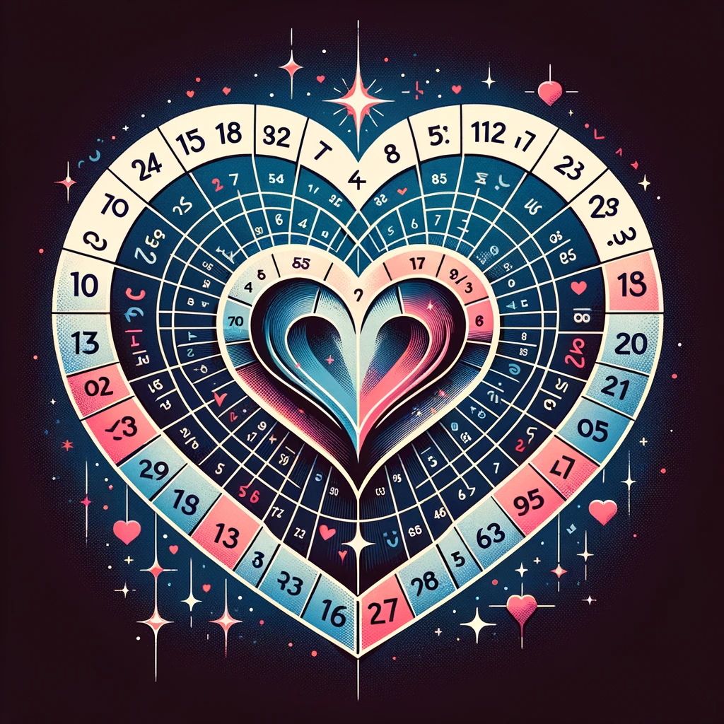 ·E 2023 12 30 22.30.00   An image for an article about 'Numerology and Love Compatibility', depicting two interlocking heart shaped numerology charts with corresponding number.png