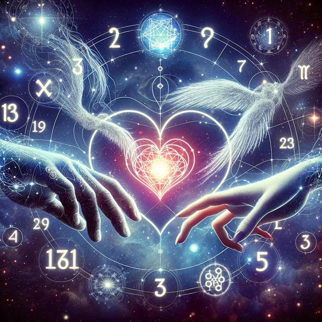 ·E 2023 12 30 22.30.03   A featured image for an article titled 'Numerology and Love Compatibility_ Finding Your Ideal Partner', depicting two hands reaching towards each othe.png