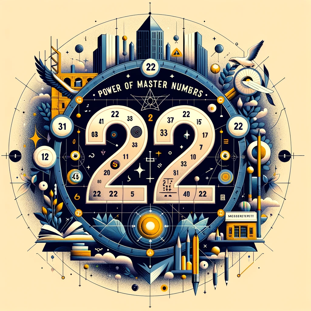 ·E 2023 12 30 22.42.37   An image for an article about 'The Power of Master Numbers', highlighting the number 22. The image should depict the number 22 surrounded by imagery t.png