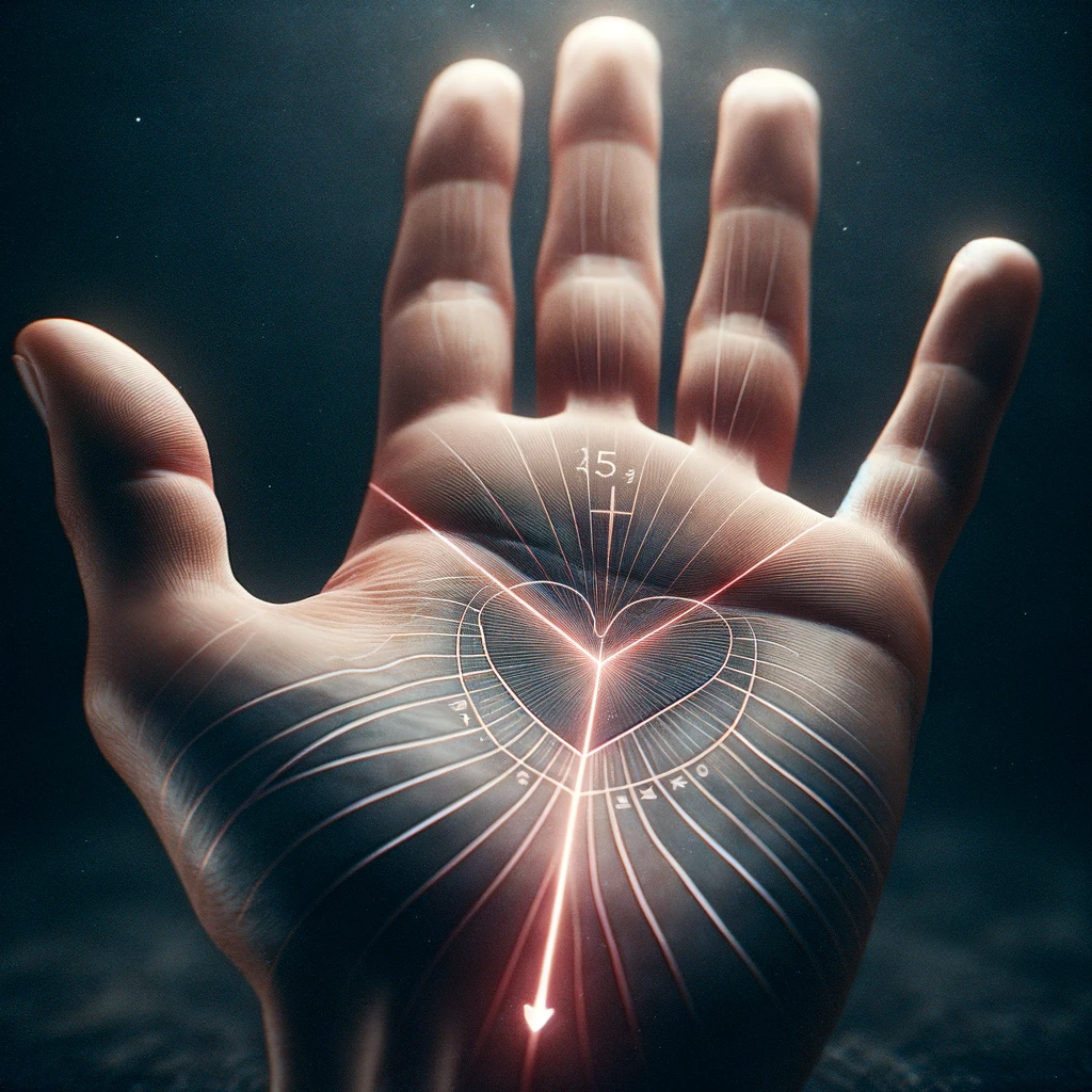 ·E 2024 01 01 17.54.56   An image for an article on 'Palmistry and Love', focusing on the heart line. The image should showcase a close up of a hand with a prominent heart lin.png