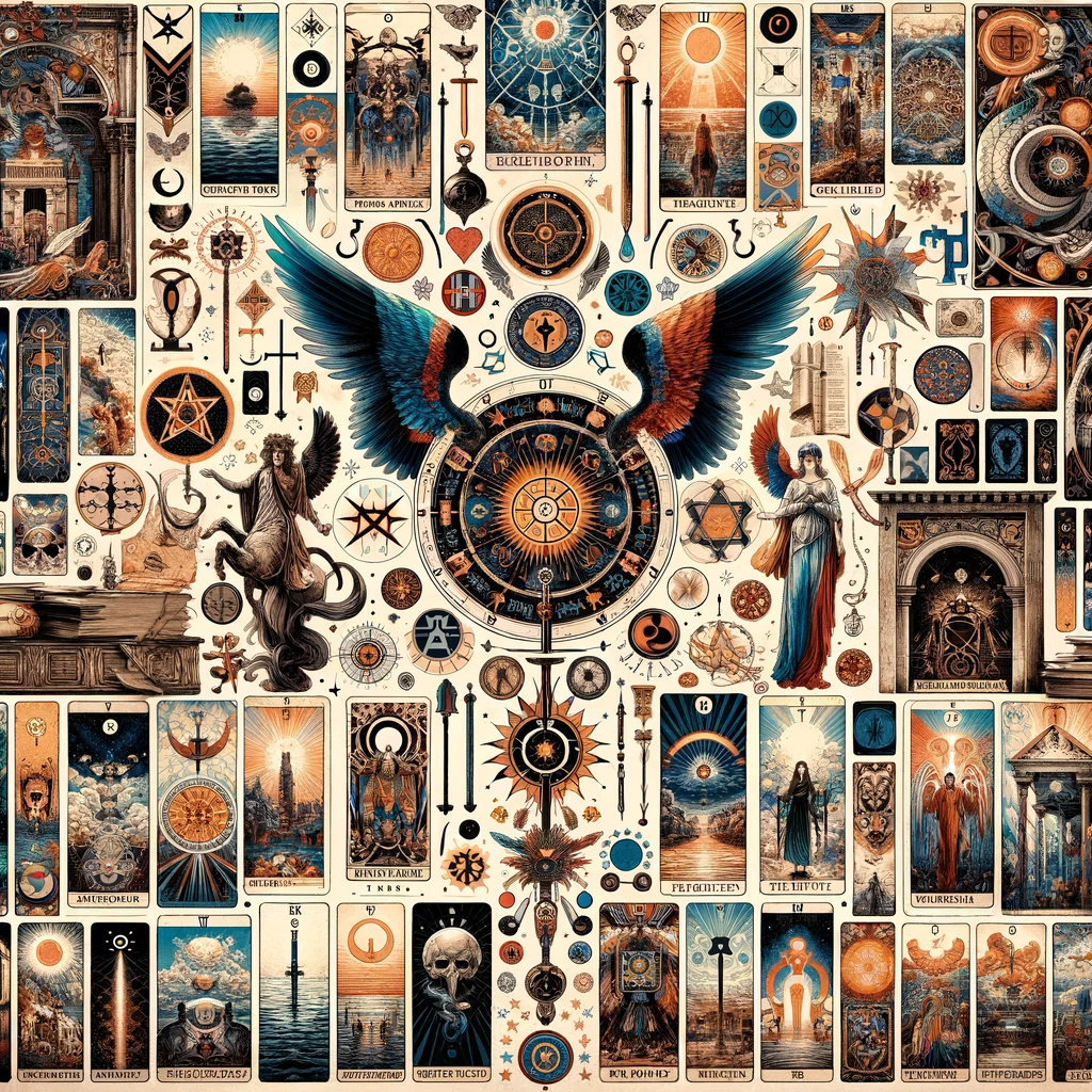 ·E 2024 01 03 23.41.28   A featured image for an article titled 'The History of Tarot_ From Ancient Origins to Modern Divination', showcasing a visually rich and historical co.png