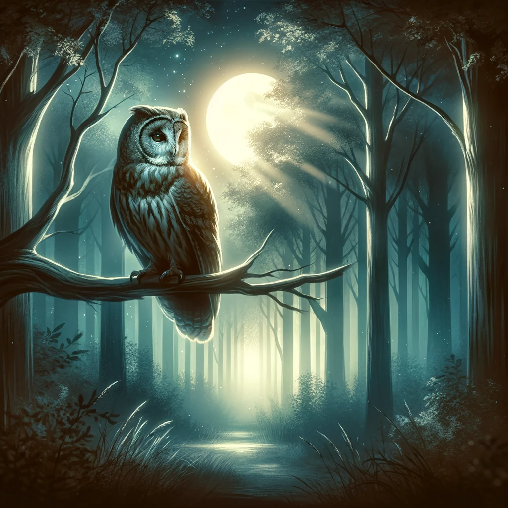 ·E 2024 01 05 00.58.58   A peaceful image of a wise owl perched on a branch in a moonlit forest. The owl, often connected with those born in the autumn months, symbolizes wisd.png