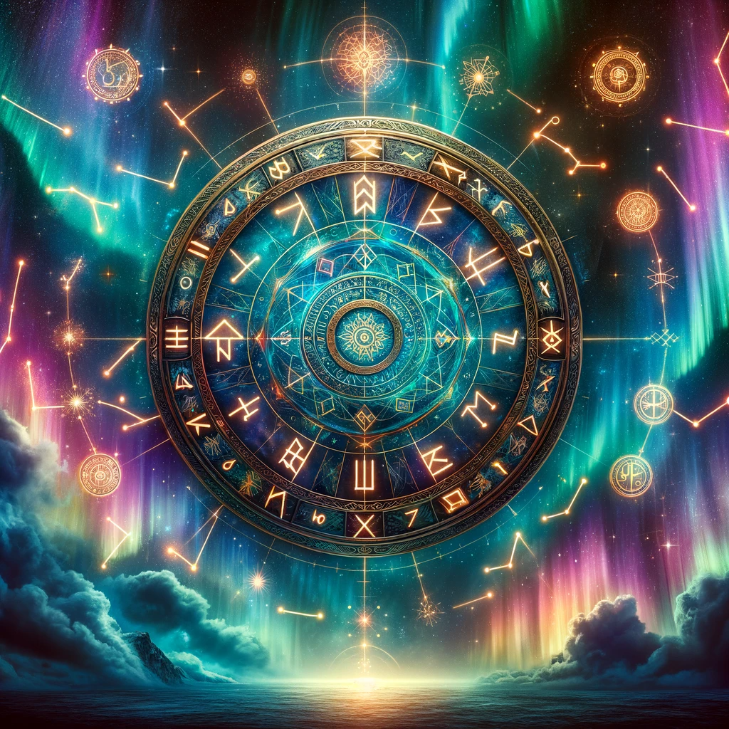 ·E 2024 01 06 16.19.34   A mystical image representing Norse astrology, featuring ancient runic symbols and constellations set against a backdrop of the Northern Lights. The r.png