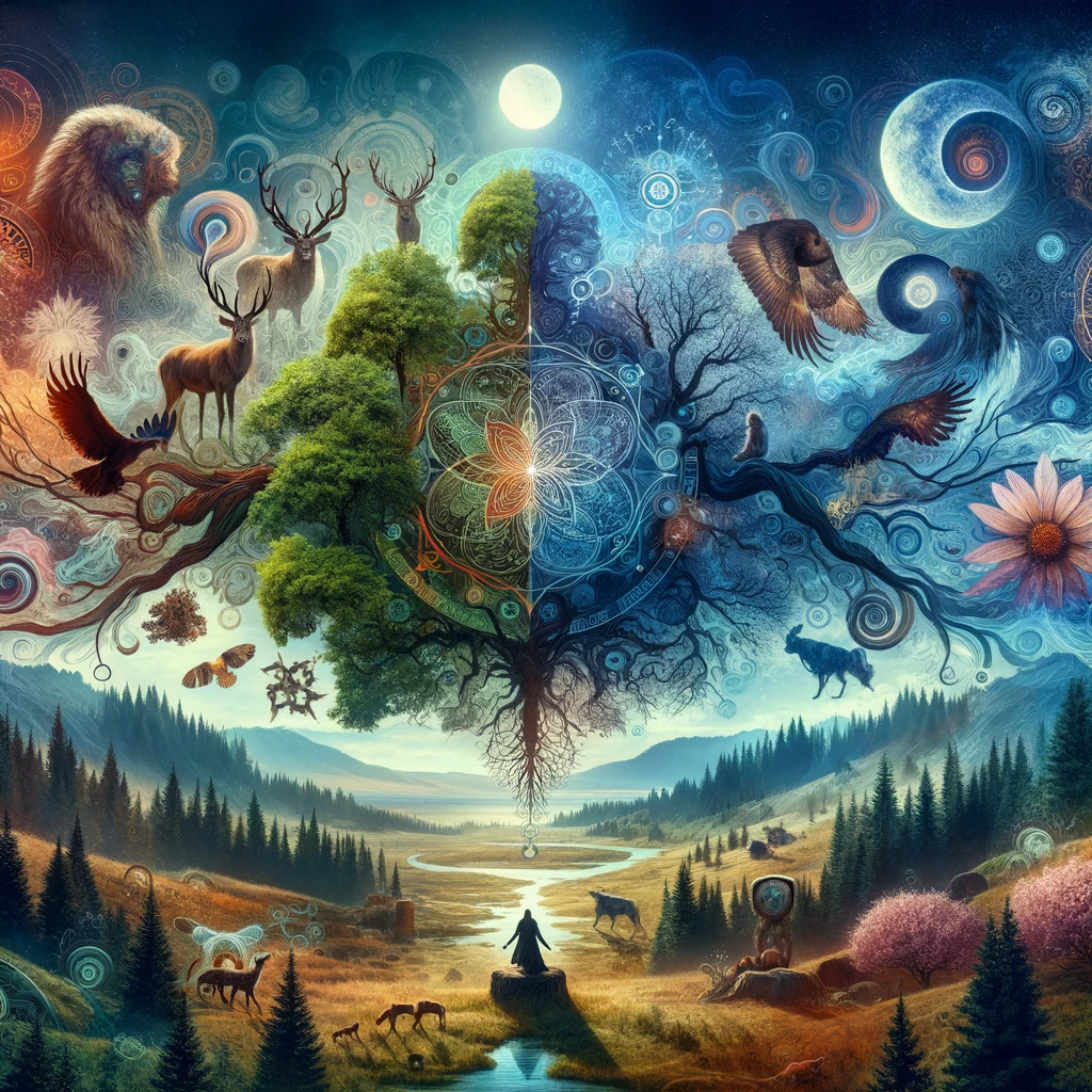 ·E 2024 01 03 20.14.45   A featured image for an article titled 'Shamanism and Ecopsychology_ Reconnecting with Nature and the Self', showcasing a harmonious blend of shamanic.png