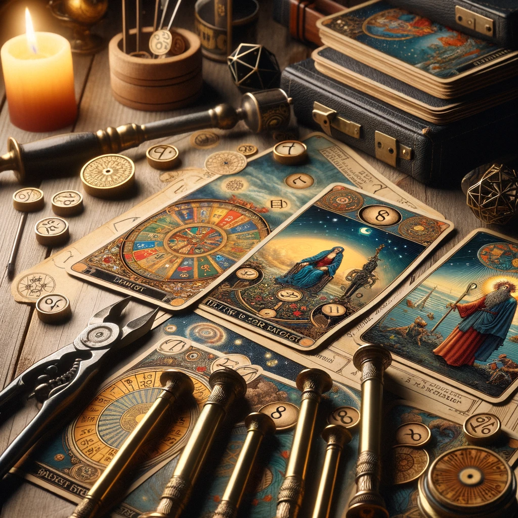 ·E 2024 01 04 02.19.23   An image for an article titled 'The Connection Between Tarot and Numerology', focusing on the combination of card imagery and numerological aspects. T.png