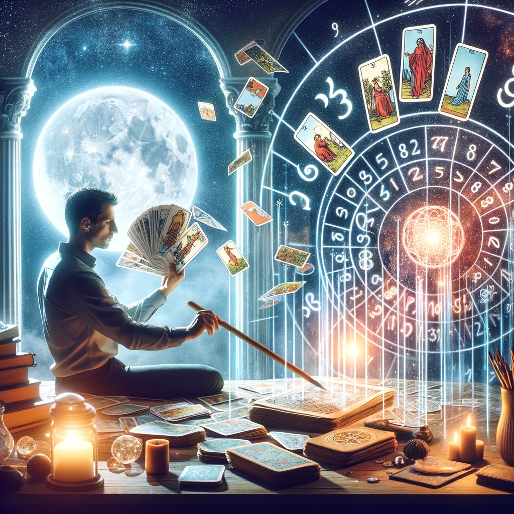 ·E 2024 01 04 02.19.25   An image for an article about 'The Connection Between Tarot and Numerology', illustrating the practice of incorporating numerology into tarot readings.png