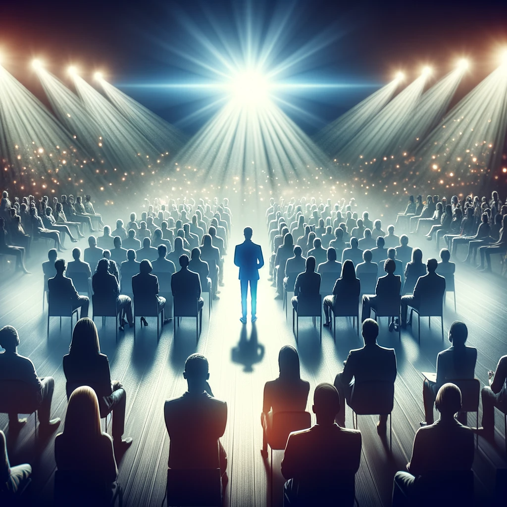 ·E 2024 01 05 00.07.12   An inspirational image of a person standing in front of a large audience, delivering a compelling presentation. The audience is engaged and attentive,.png