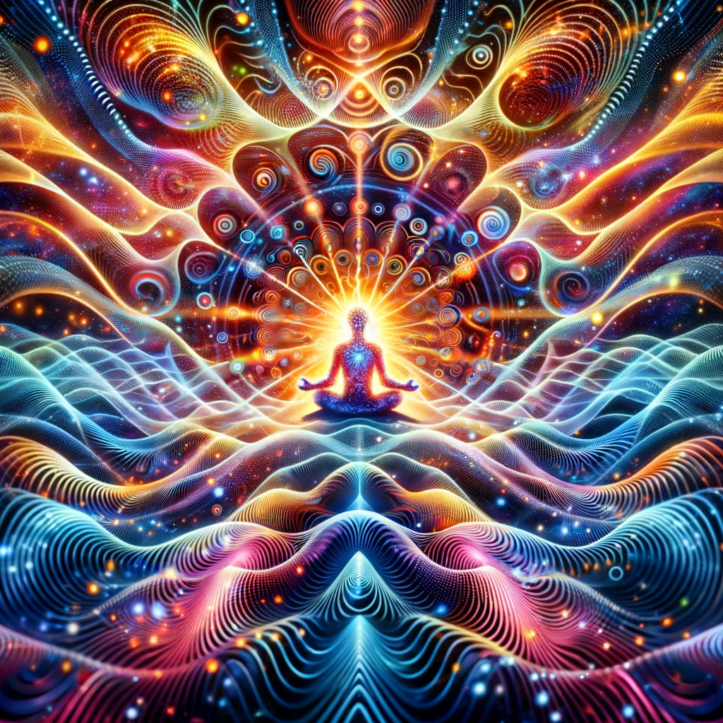 ·E 2024 01 05 00.46.48   An imaginative image depicting the concept of vibrational frequencies in quantum physics and their role in manifestation. The image shows a person in .png