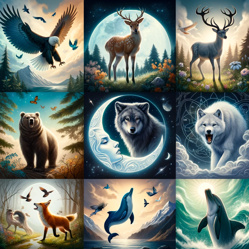 ·E 2024 01 05 01.13.02   A beautiful and diverse compilation of various spirit animals, each representing different traits and energies. The compilation includes a majestic ea.png