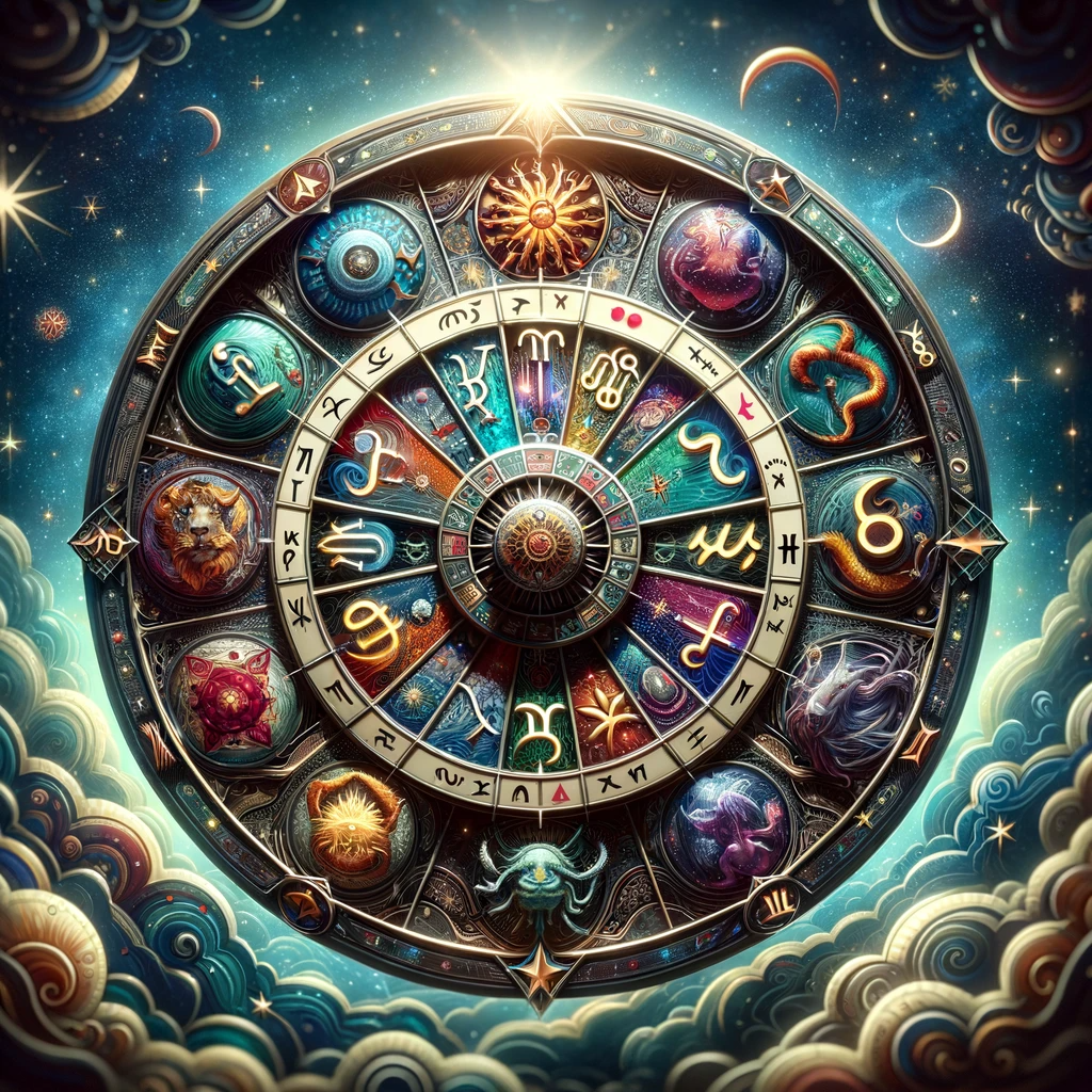 ·E 2024 01 05 23.52.29   A captivating image depicting a close up view of an astrology wheel, focusing on the intricate details and symbols of each zodiac sign. The wheel is d.png