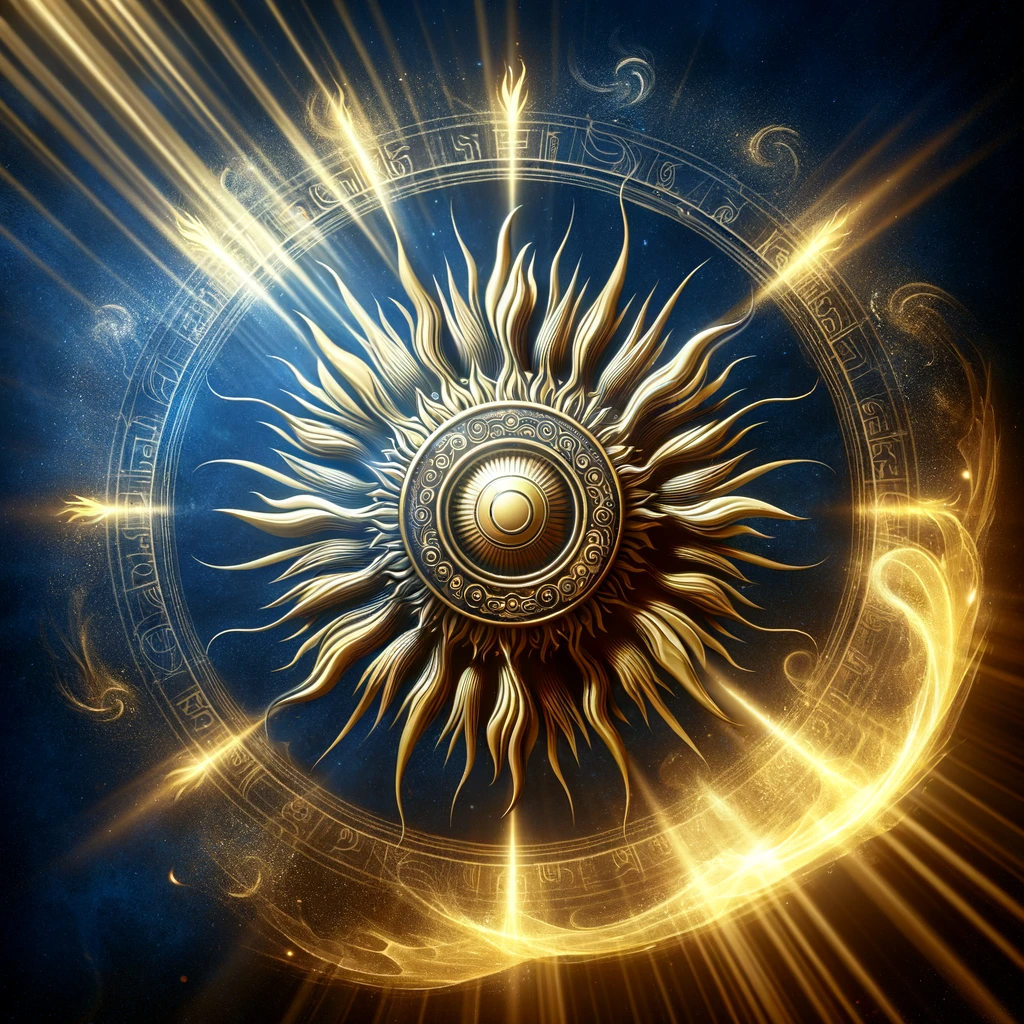 ·E 2024 01 05 23.59.16   A creative image depicting the symbol of the Sun in astrology, radiating golden light and energy. The Sun symbol is central, surrounded by rays of lig.png