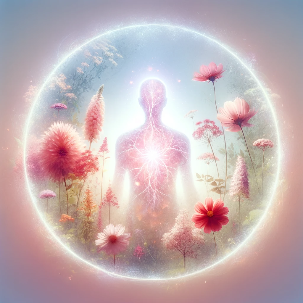 ·E 2024 01 07 19.49.39   An image of a person in a peaceful natural setting, like a flower garden, surrounded by a light pink aura. The aura's subtle glow contrasts with the v.png