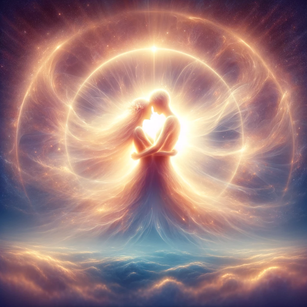 ·E 2024 01 31 03.03.02   A radiant image depicting two ethereal figures enveloped in a warm, glowing light, symbolizing divine love. The figures are gently embracing, surround.png