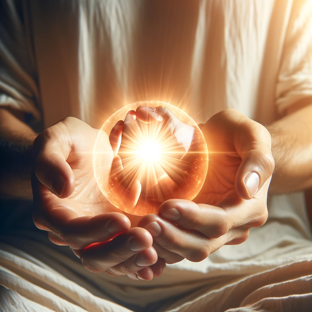 ·E 2024 02 01 02.58.16   An image of a person's hands cupping a glowing orb of light, symbolizing the healing energy being directed towards healing trauma. The hands are posit.png