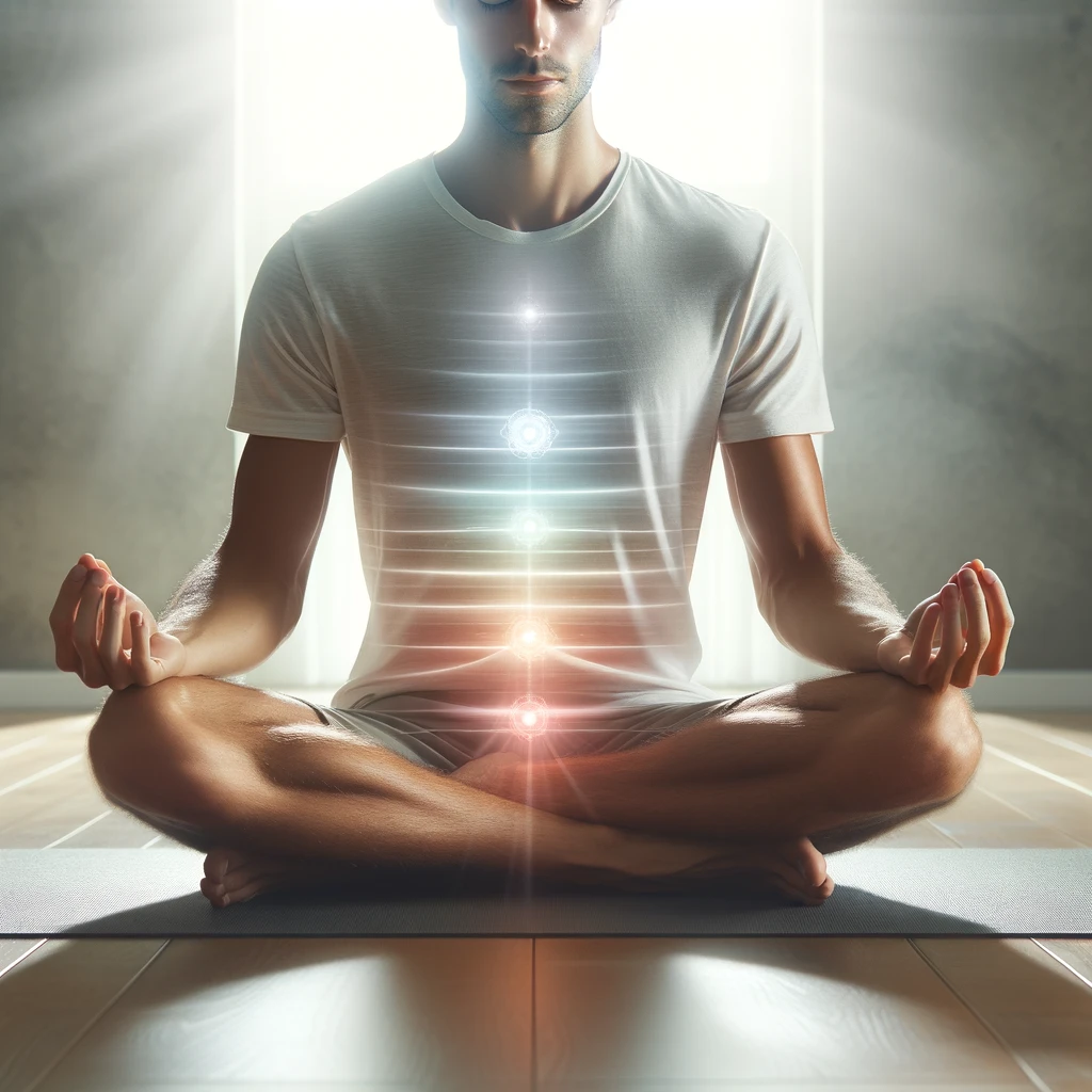 ·E 2024 03 07 00.39.59   A calm and focused individual sitting cross legged on a yoga mat, hands placed on the knees in a mudra gesture, eyes closed in deep meditation. A subt.webp