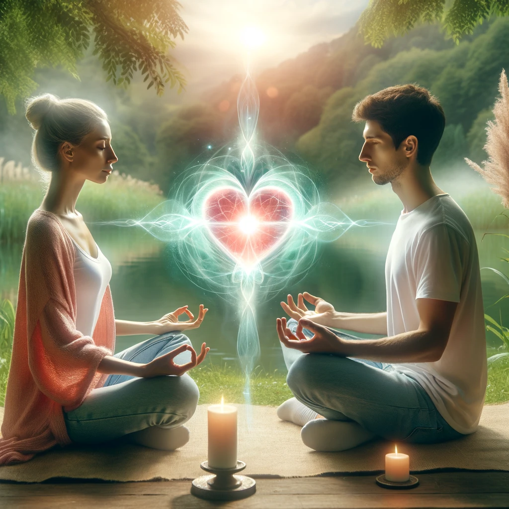 ·E 2024 03 07 00.40.02   A gentle and soothing scene of two individuals practicing energy healing exercises together, focusing on the heart chakra. They are sitting face to fa.webp