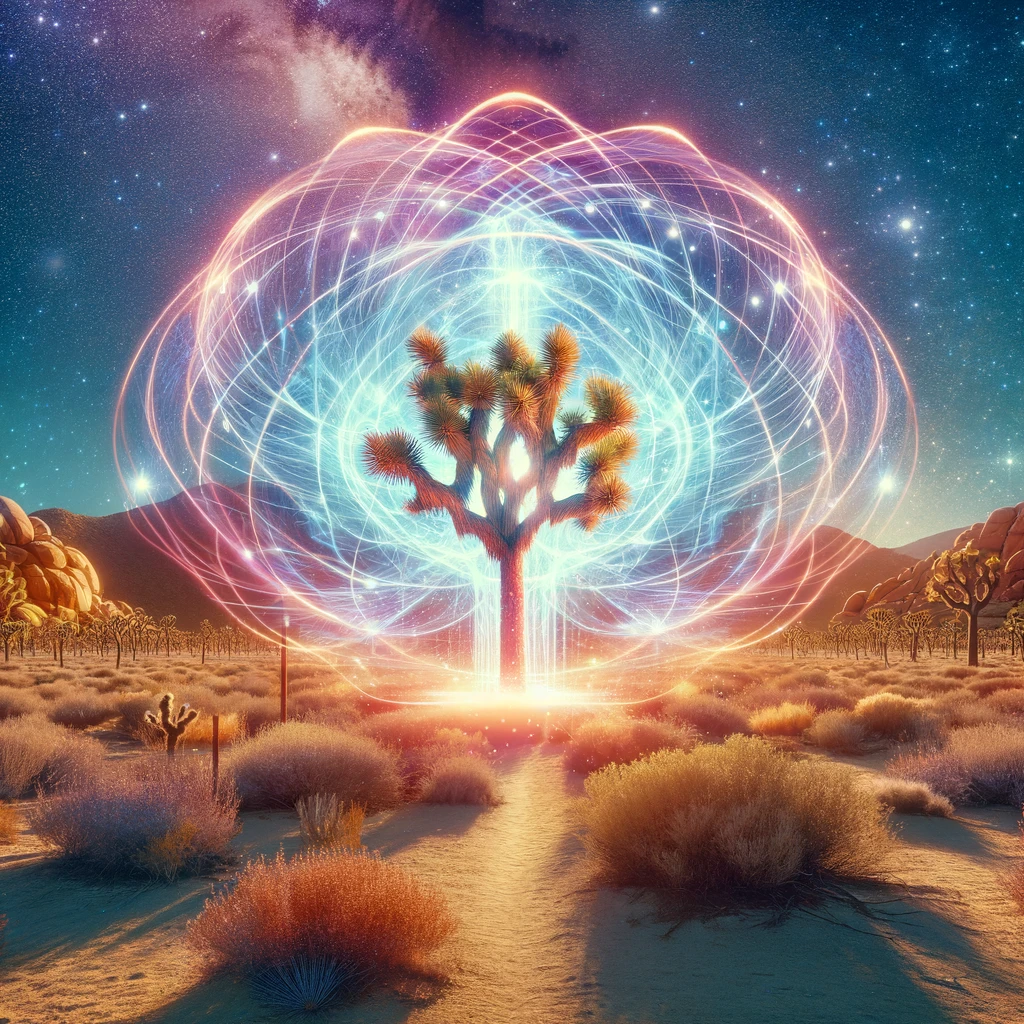 ·E 2024 02 29 20.52.57   An image capturing the vibrant energy fields surrounding a Joshua tree, with visible waves or auras of energy. This visualization represents the power.webp