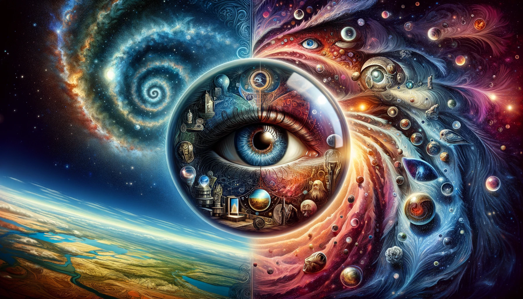 ·E 2024 03 07 01.15.20   A vibrant and captivating featured image for an article about clairvoyance vs precognition. The artwork combines elements of both psychic phenomena in.webp